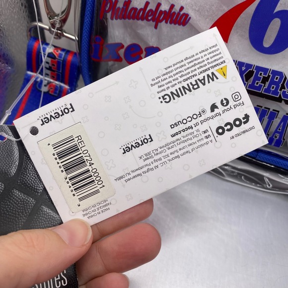 FOCO Philadelphia 76ers Sixers NBA Team Logo Stripe Clear Crossbody Bag Security - Picture 4 of 12